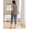 imageEkouaer Womens Pajamas Set Pleated Square Neck Sleeveless Tops and Capri Pants Lounge Sets 2 Piece Summer OutfitsGray