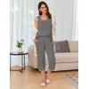 imageEkouaer Womens Pajamas Set Pleated Square Neck Sleeveless Tops and Capri Pants Lounge Sets 2 Piece Summer OutfitsGray