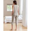 imageEkouaer Womens Pajamas Set Pleated Square Neck Sleeveless Tops and Capri Pants Lounge Sets 2 Piece Summer OutfitsKhaki