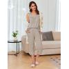 imageEkouaer Womens Pajamas Set Pleated Square Neck Sleeveless Tops and Capri Pants Lounge Sets 2 Piece Summer OutfitsKhaki