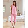 imageEkouaer Womens Pajamas Set Pleated Square Neck Sleeveless Tops and Capri Pants Lounge Sets 2 Piece Summer OutfitsPink