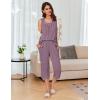 imageEkouaer Womens Pajamas Set Pleated Square Neck Sleeveless Tops and Capri Pants Lounge Sets 2 Piece Summer OutfitsPurple