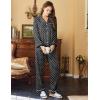 imageEkouaer Womens Satin Pajama Set Classic Pattern Silky Pj Sets Button Down Sleepwear LoungewearBlack Dots