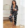 imageEkouaer Womens Satin Pajama Set Classic Pattern Silky Pj Sets Button Down Sleepwear LoungewearBlack Zebra