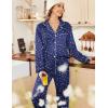 imageEkouaer Womens Satin Pajama Set Classic Pattern Silky Pj Sets Button Down Sleepwear LoungewearBlue Star Moon