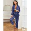 imageEkouaer Womens Satin Pajama Set Classic Pattern Silky Pj Sets Button Down Sleepwear LoungewearBlue Star Moon