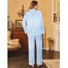 imageEkouaer Womens Satin Pajama Set Classic Pattern Silky Pj Sets Button Down Sleepwear LoungewearBlue Stripes