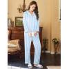 imageEkouaer Womens Satin Pajama Set Classic Pattern Silky Pj Sets Button Down Sleepwear LoungewearBlue Stripes