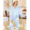 imageEkouaer Womens Satin Pajama Set Classic Pattern Silky Pj Sets Button Down Sleepwear LoungewearBlue Stripes