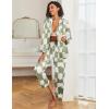 imageEkouaer Womens Satin Pajama Set Classic Pattern Silky Pj Sets Button Down Sleepwear LoungewearGeometry