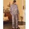 imageEkouaer Womens Satin Pajama Set Classic Pattern Silky Pj Sets Button Down Sleepwear LoungewearLeopard