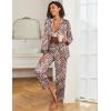 imageEkouaer Womens Satin Pajama Set Classic Pattern Silky Pj Sets Button Down Sleepwear LoungewearLeopard