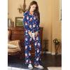 imageEkouaer Womens Satin Pajama Set Classic Pattern Silky Pj Sets Button Down Sleepwear LoungewearNavy Christmas