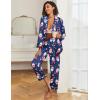 imageEkouaer Womens Satin Pajama Set Classic Pattern Silky Pj Sets Button Down Sleepwear LoungewearNavy Christmas