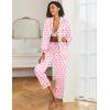 imageEkouaer Womens Satin Pajama Set Classic Pattern Silky Pj Sets Button Down Sleepwear LoungewearPink Dots