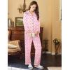 imageEkouaer Womens Satin Pajama Set Classic Pattern Silky Pj Sets Button Down Sleepwear LoungewearPink Dots