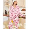 imageEkouaer Womens Satin Pajama Set Classic Pattern Silky Pj Sets Button Down Sleepwear LoungewearPink Monkey