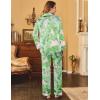 imageEkouaer Womens Satin Pajama Set Classic Pattern Silky Pj Sets Button Down Sleepwear LoungewearPink Palm Leaves