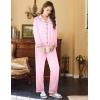 imageEkouaer Womens Satin Pajama Set Classic Pattern Silky Pj Sets Button Down Sleepwear LoungewearPink Stripes