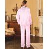 imageEkouaer Womens Satin Pajama Set Classic Pattern Silky Pj Sets Button Down Sleepwear LoungewearPink Stripes