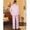 imageEkouaer Womens Satin Pajama Set Classic Pattern Silky Pj Sets Button Down Sleepwear LoungewearPurple Monkey