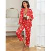 imageEkouaer Womens Satin Pajama Set Classic Pattern Silky Pj Sets Button Down Sleepwear LoungewearRed Christmas