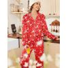 imageEkouaer Womens Satin Pajama Set Classic Pattern Silky Pj Sets Button Down Sleepwear LoungewearRed Christmas