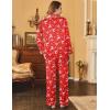 imageEkouaer Womens Satin Pajama Set Classic Pattern Silky Pj Sets Button Down Sleepwear LoungewearRed Christmas