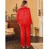 imageEkouaer Womens Satin Pajama Set Classic Pattern Silky Pj Sets Button Down Sleepwear LoungewearRed Heart