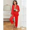 imageEkouaer Womens Satin Pajama Set Classic Pattern Silky Pj Sets Button Down Sleepwear LoungewearRed Heart