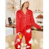 imageEkouaer Womens Satin Pajama Set Classic Pattern Silky Pj Sets Button Down Sleepwear LoungewearRed Heart