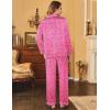 imageEkouaer Womens Satin Pajama Set Classic Pattern Silky Pj Sets Button Down Sleepwear LoungewearRose Leopard