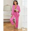imageEkouaer Womens Satin Pajama Set Classic Pattern Silky Pj Sets Button Down Sleepwear LoungewearRose Leopard