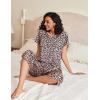 imageEkouaer 2 Pack Womens Pajamas Set Short Sleeve Sleepwear Capri Pants Pjs Soft Loungewear with PocketsBlack  Leopard