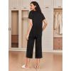 imageEkouaer 2 Pack Womens Pajamas Set Short Sleeve Sleepwear Capri Pants Pjs Soft Loungewear with PocketsBlack  Leopard