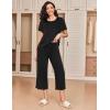 imageEkouaer 2 Pack Womens Pajamas Set Short Sleeve Sleepwear Capri Pants Pjs Soft Loungewear with PocketsBlack  Leopard