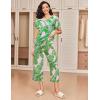 imageEkouaer 2 Pack Womens Pajamas Set Short Sleeve Sleepwear Capri Pants Pjs Soft Loungewear with PocketsBlack Flower  Green Leaf