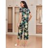 imageEkouaer 2 Pack Womens Pajamas Set Short Sleeve Sleepwear Capri Pants Pjs Soft Loungewear with PocketsBlack Flower  Green Leaf