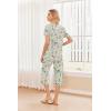 imageEkouaer 2 Pack Womens Pajamas Set Short Sleeve Sleepwear Capri Pants Pjs Soft Loungewear with PocketsBlue FlowerYellow Floral