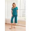 imageEkouaer 2 Pack Womens Pajamas Set Short Sleeve Sleepwear Capri Pants Pjs Soft Loungewear with PocketsBlue GreenMoon