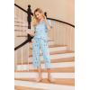 imageEkouaer 2 Pack Womens Pajamas Set Short Sleeve Sleepwear Capri Pants Pjs Soft Loungewear with PocketsBlue GreenMoon