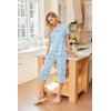 imageEkouaer 2 Pack Womens Pajamas Set Short Sleeve Sleepwear Capri Pants Pjs Soft Loungewear with PocketsBlue GreenMoon