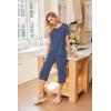 imageEkouaer 2 Pack Womens Pajamas Set Short Sleeve Sleepwear Capri Pants Pjs Soft Loungewear with PocketsBlue StripeNavy Dots