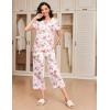 imageEkouaer 2 Pack Womens Pajamas Set Short Sleeve Sleepwear Capri Pants Pjs Soft Loungewear with PocketsFloral Print  Blue