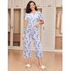 imageEkouaer 2 Pack Womens Pajamas Set Short Sleeve Sleepwear Capri Pants Pjs Soft Loungewear with PocketsLeopard Butterfly Print