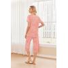 imageEkouaer 2 Pack Womens Pajamas Set Short Sleeve Sleepwear Capri Pants Pjs Soft Loungewear with PocketsLeopardDaisies