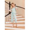 imageEkouaer 2 Pack Womens Pajamas Set Short Sleeve Sleepwear Capri Pants Pjs Soft Loungewear with PocketsLeopardDaisies