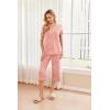 imageEkouaer 2 Pack Womens Pajamas Set Short Sleeve Sleepwear Capri Pants Pjs Soft Loungewear with PocketsLeopardDaisies