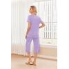 imageEkouaer 2 Pack Womens Pajamas Set Short Sleeve Sleepwear Capri Pants Pjs Soft Loungewear with PocketsLilac DotsNavy Star