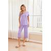 imageEkouaer 2 Pack Womens Pajamas Set Short Sleeve Sleepwear Capri Pants Pjs Soft Loungewear with PocketsLilac DotsNavy Star
